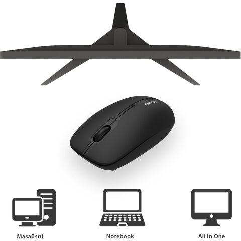 Philips SPK7418 Kablosuz Bluetooth 1600DPI 4 Tuşlu Optik Sessiz Mouse Siyah