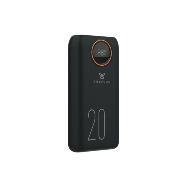 Snapron SNP-3013 20.000 Mah Powerbank 22.5W Hızlı Şarj LCD Ekranlı Dahili Kablolu Type-C & Lightning Taşınabilir Şarj Cihazı Siyah