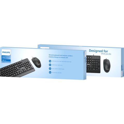 Philips SPT6247 Siyah Kablolu Türkçe Q Klavye ve Mouse Seti
