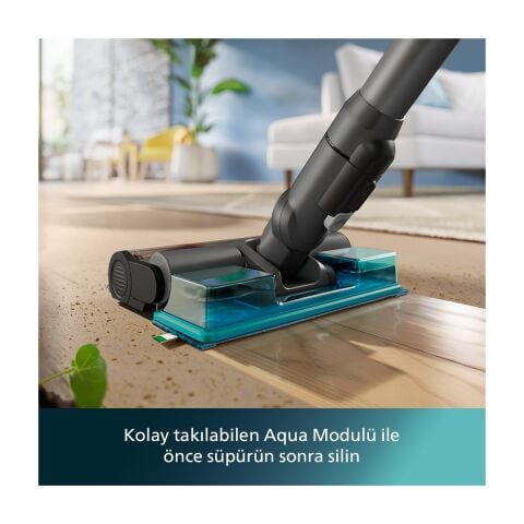 Philips 6000 Serisi XC6553/01 PowerCyclone 11, Aqua Modül ile Kolay Mop, TriActive LED Başlık, 64 Dakika Kullanım Kablosuz Dikey Süpürge