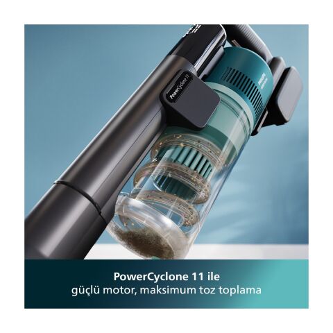 Philips 6000 Serisi XC6553/01 PowerCyclone 11, Aqua Modül ile Kolay Mop, TriActive LED Başlık, 64 Dakika Kullanım Kablosuz Dikey Süpürge