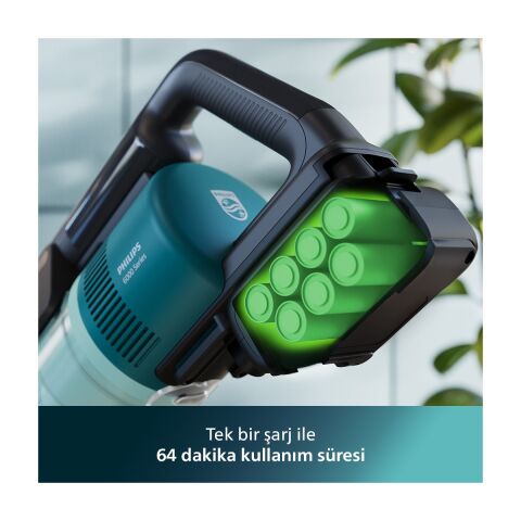 Philips 6000 Serisi XC6553/01 PowerCyclone 11, Aqua Modül ile Kolay Mop, TriActive LED Başlık, 64 Dakika Kullanım Kablosuz Dikey Süpürge