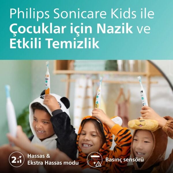 Philips Sonicare HX3601/01 Çocuk Şarjlı Diş Fırçası Hassas Temizlik Stickerlı 2 Yoğunluk