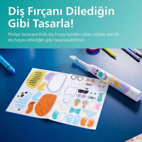 Philips Sonicare HX3601/01 Çocuk Şarjlı Diş Fırçası Hassas Temizlik Stickerlı 2 Yoğunluk