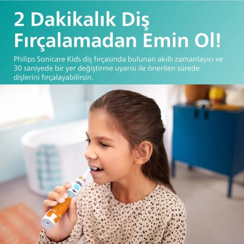 Philips Sonicare HX3601/01 Çocuk Şarjlı Diş Fırçası Hassas Temizlik Stickerlı 2 Yoğunluk
