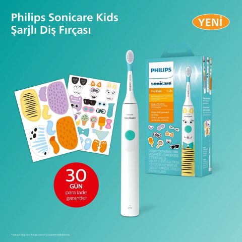 Philips Sonicare HX3601/01 Çocuk Şarjlı Diş Fırçası Hassas Temizlik Stickerlı 2 Yoğunluk