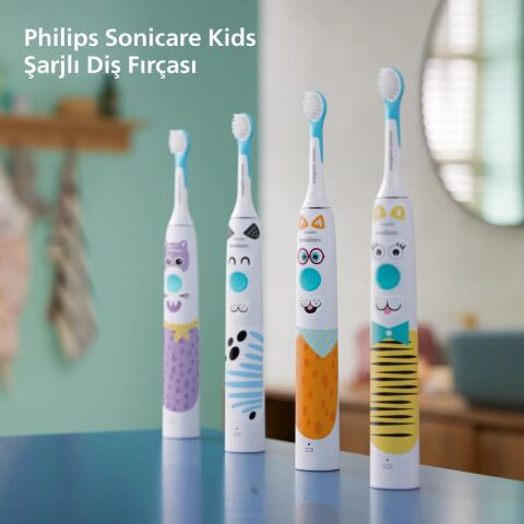 Philips Sonicare HX3601/01 Çocuk Şarjlı Diş Fırçası Hassas Temizlik Stickerlı 2 Yoğunluk