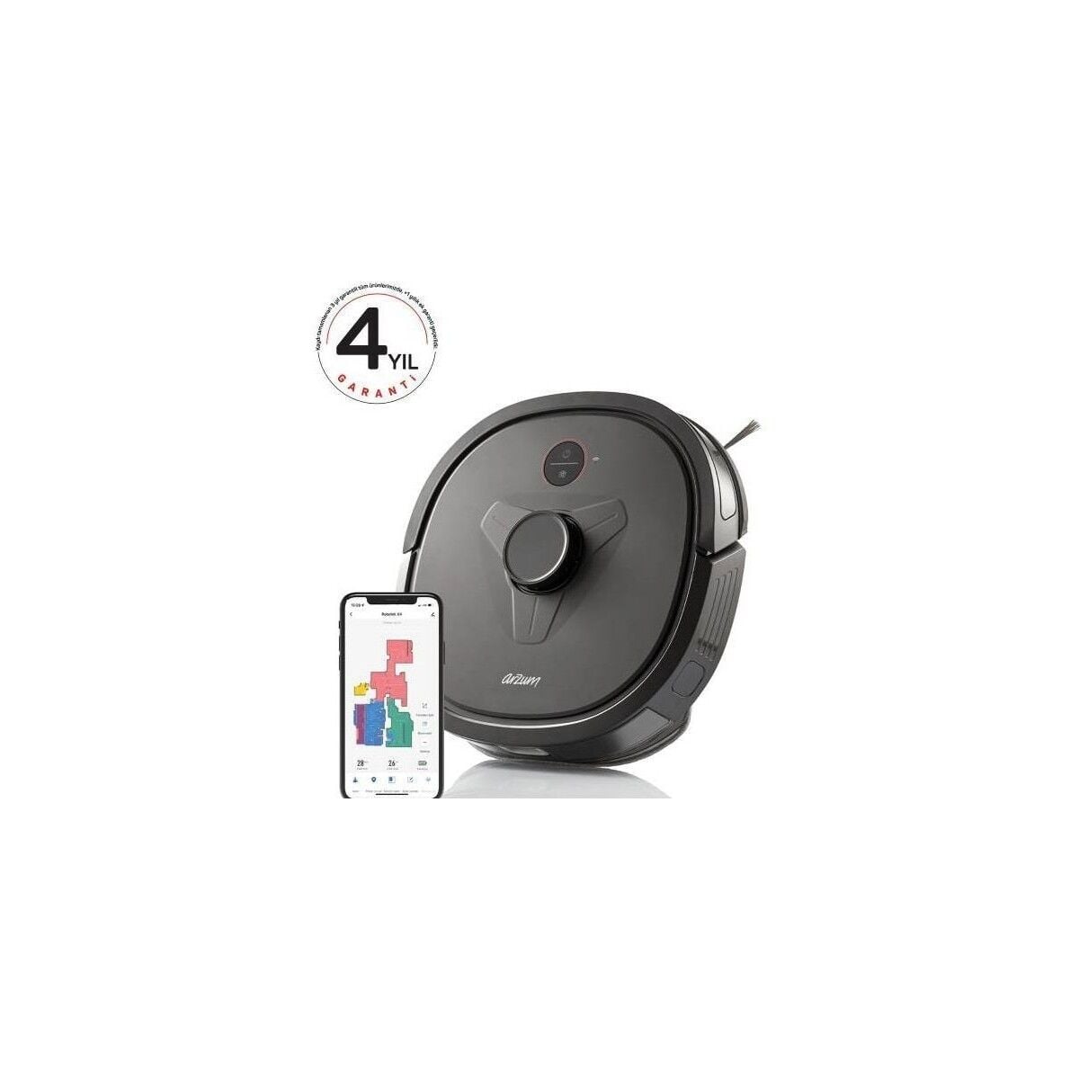 Arzum Robotek X4 Lds Akıllı Robot Süpürge- Siyah AR4304