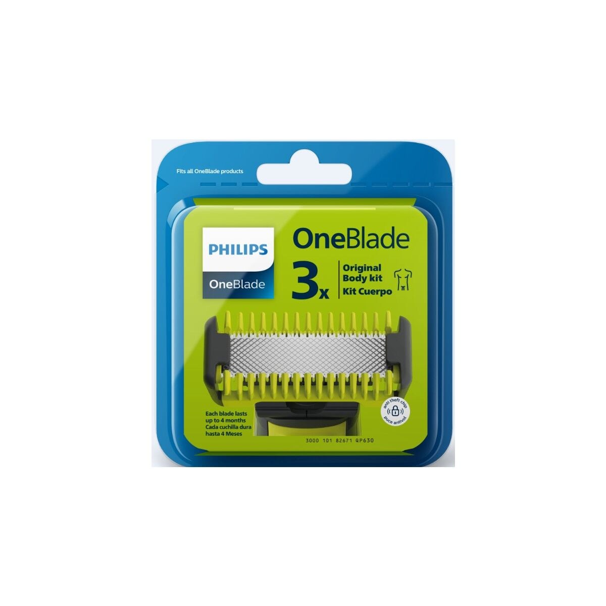 Philips OneBlade QP630/51 Yedek Biçak Seti - Vücut Basligi + 3 Tarak + Cilt Koruma Basligi