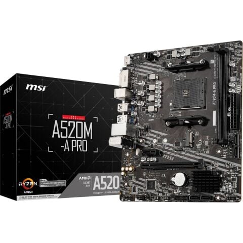 MSI A520M-A PRO AMD A520 Soket AM4 DDR4 4600(OC)MHz mATX Gaming Anakart