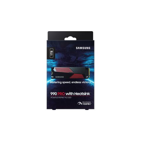 Samsung 1TB 990 PRO w-Heatsink MZ-V9P1T0CW 7450-6900MB-s RGB PCIe NVMe M.2 SSD Disk