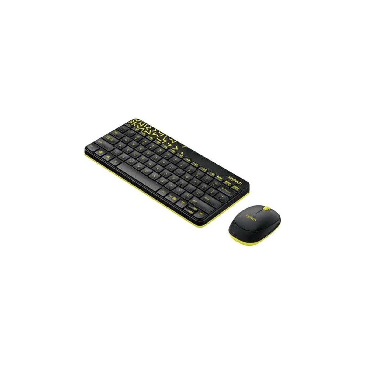 Logitech MK240 Kablosuz Klavye ve Mouse Seti – 10 m Çekim Alanı, Sessiz Tuşlar, Siyah-Sarı, Ev ve Ofis Kullanımı