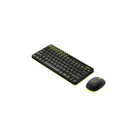 Logitech MK240 Kablosuz Klavye ve Mouse Seti – 10 m Çekim Alanı, Sessiz Tuşlar, Siyah-Sarı, Ev ve Ofis Kullanımı