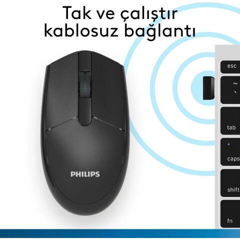 Philips SPK7337 Kablosuz Mouse 1200DPI 3 Tuşlu Optik Mouse Siyah