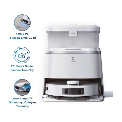 Ecovacs Deebot T30 Pro Omni Akıllı Robot Süpürge ve Paspas Beyaz