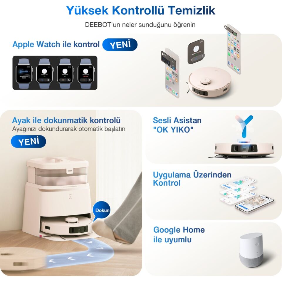 Ecovacs Deebot T30 Pro Omni Akıllı Robot Süpürge ve Paspas Rose