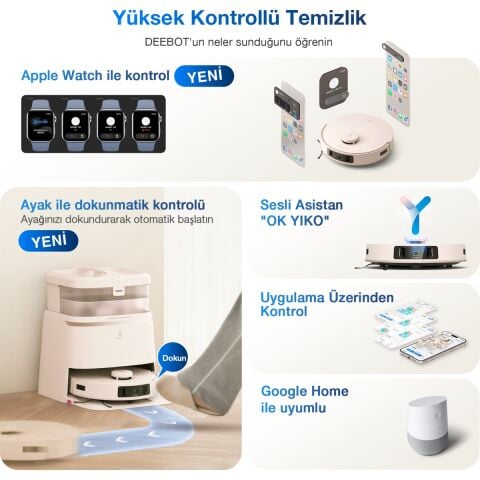Ecovacs Deebot T30 Pro Omni Akıllı Robot Süpürge ve Paspas Rose