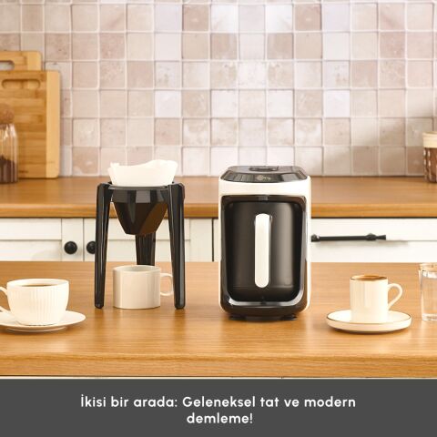 Karaca Hatır Hüp 2 In 1 Türk Kahve Makinesi / Filtre Kahve Makinesi Soft Cream