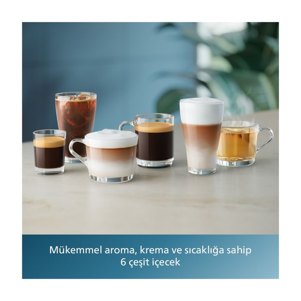Philips EP3347/90 3300 Serisi LatteGo Tam Otomatik Espresso Makinesi, AquaClean Filtre, 6 İçecek, SilentBrew, Siyah Krom,