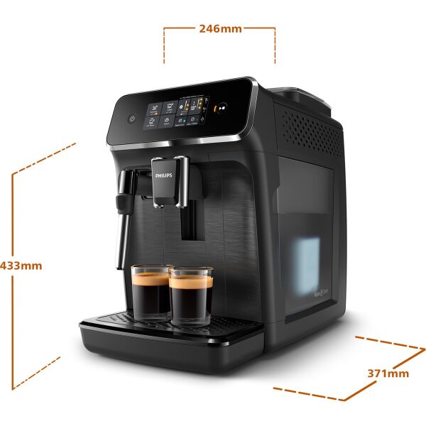 Philips EP2220/10 2200 Serisi Tam Otomatik Espresso Makinesi, Dokunmatik Ekran, Klasik Süt Köpürtücü, 2 İçecek, Mat siyah,