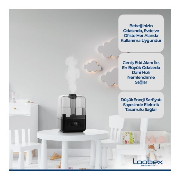 Loobex Hava Nemlendirici Buhar Makinesi ME-A205B Siyah