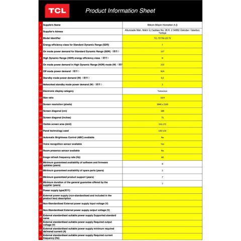 TCL 75T7BG 75'' 190 Ekran Dahili Uydu Alıcılı 4K Ultra HD Smart QLED TV