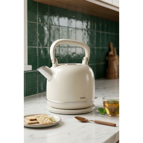 Sinbo SK-8035 Bej Retro Kettle 2.2l Paslanmaz Çelik Elektrikli Su Isıtıcı 360° Kablosuz 1800W