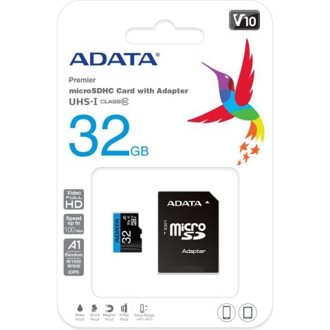 Adata 32GB Premier microSDHC Card with Adapter UHS-I Class10 V10 Hafıza Kartı