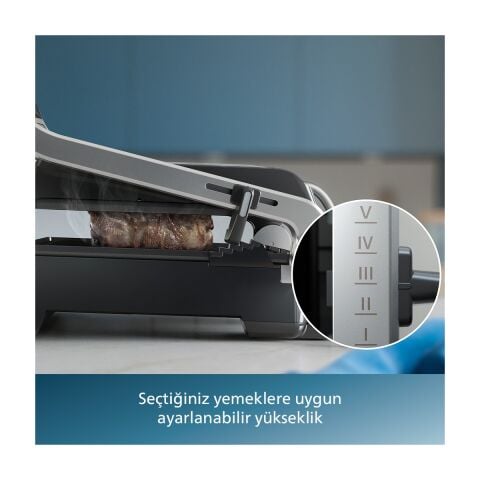 Philips 5000 Serisi HD6301/90 2200W Izgara ve Tost Makinesi,Çıkarılabilir Plakalar, Izgara için Tam Açılır, Yapışmaz Plakalar, Yükseklık Ayarı