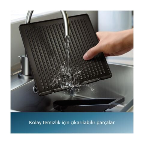 Philips 5000 Serisi HD6301/90 2200W Izgara ve Tost Makinesi,Çıkarılabilir Plakalar, Izgara için Tam Açılır, Yapışmaz Plakalar, Yükseklık Ayarı
