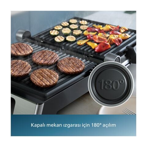 Philips 5000 Serisi HD6301/90 2200W Izgara ve Tost Makinesi,Çıkarılabilir Plakalar, Izgara için Tam Açılır, Yapışmaz Plakalar, Yükseklık Ayarı