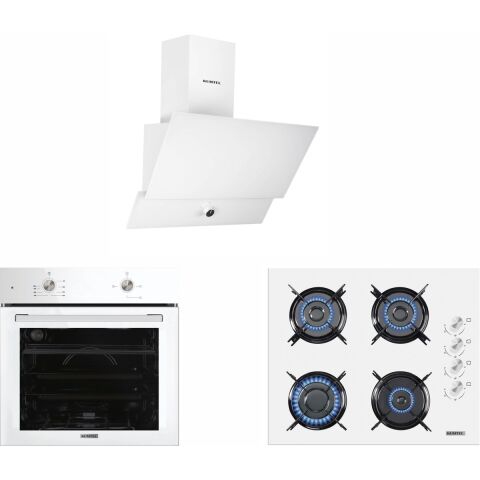 Kumtel Home Beyaz Cam Ankastre Set