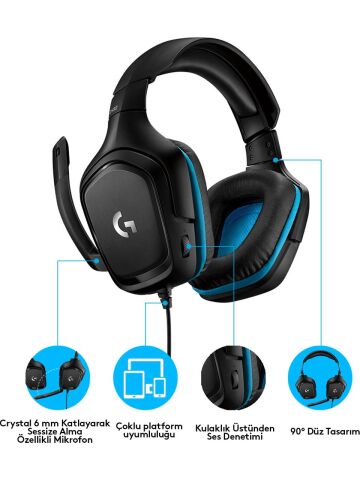 Logitech 981-000770 G432 7.1 Surround Mikrofonlu Kulaklık