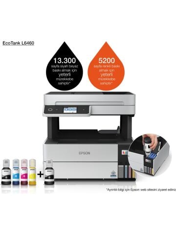 Epson L6460 Yazıcı/Tarayıcı/Fotokopi Renkli Mürekkep Tanklı Yazıcı WI-FI Ethernet