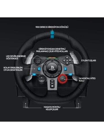 Logitech G G29 PS5, PS4 ve PC ile Uyumlu Driving Force Yarış Direksiyonu - Siyah