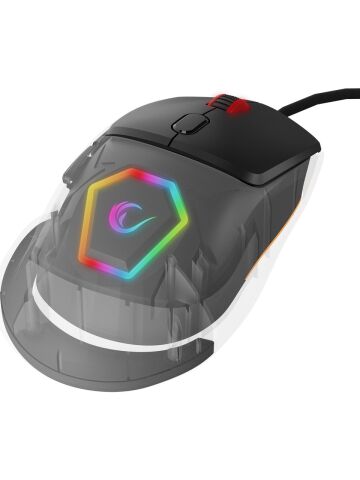 Rampage Hyalo M1 Siyah Değiştirilebilir 3 Kapaklı RGB 12000 DPI Makrolu Optik Oyuncu Mouse