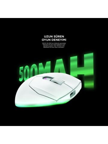Rampage PROTE M5 PRO Kablosuz Beyaz RGB Ledli Şarjlı 26000 DPI 3395 Sensör Gaming Oyuncu Mouse