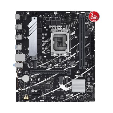 Asus PRIME B760M-R D4 Intel B760 LGA1700 DDR4 5333 HDMI 2x M2 USB3.2 AURA RGB 2.5Gbit LAN mATX