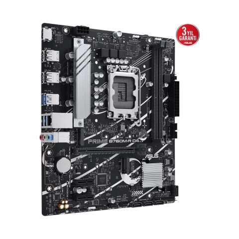 Asus PRIME B760M-R D4 Intel B760 LGA1700 DDR4 5333 HDMI 2x M2 USB3.2 AURA RGB 2.5Gbit LAN mATX