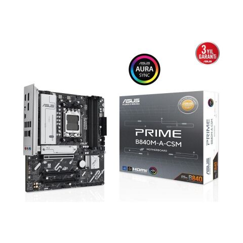 Asus PRIME B840M-A-CSM AMD B840 AM5 DDR5 7600 2xDP HDMI 3x M2 USB3.2 WiFi 6E + BT AURA RGB 2.5Gbit LAN mATX