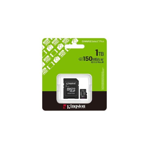Kingston SDCS3-1TB 1TB microSDXC Canvas Select Plus Gen3 150MB-s A1 Card + Adapter Hafıza Kartı