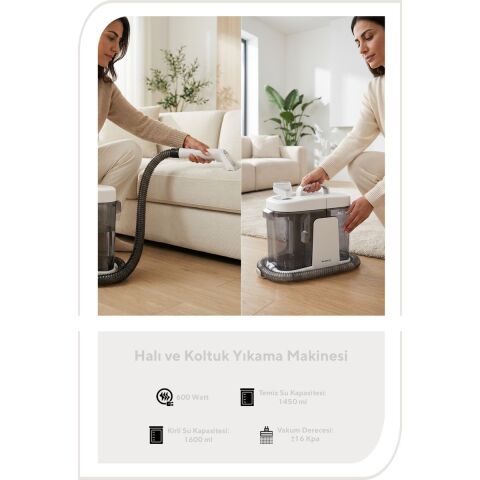 Kumtel Hcc-05 Koltuk ve Halı Yıkama Makinesi 600 W Yatay Süpürge Yapısı ile Derinlemesine Temizlik