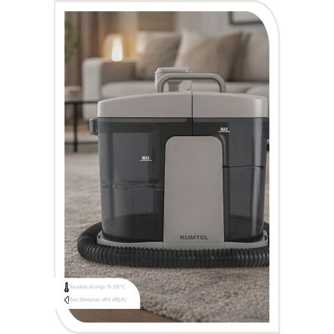 Kumtel Hcc-05 Koltuk ve Halı Yıkama Makinesi 600 W Yatay Süpürge Yapısı ile Derinlemesine Temizlik