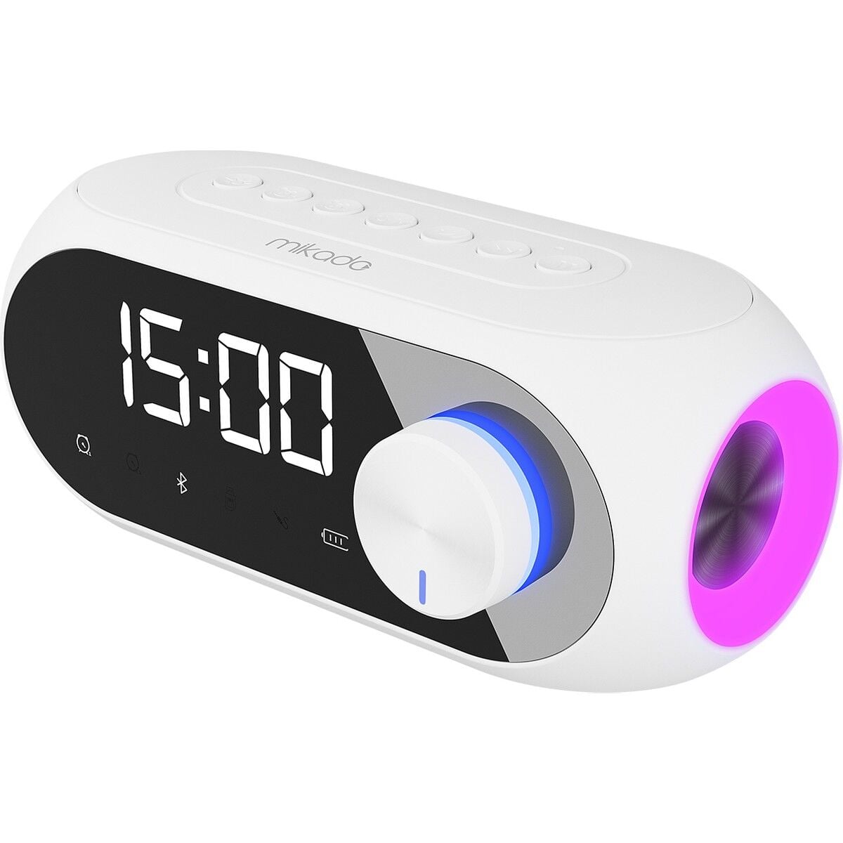 Mikado Md-W7 1200MAH 5W Beyaz Bluetooth-Aux-Derece-Usb-Fm Double Alarmlı Saat Speaker Speaker