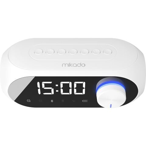 Mikado Md-W7 1200MAH 5W Beyaz Bluetooth-Aux-Derece-Usb-Fm Double Alarmlı Saat Speaker Speaker