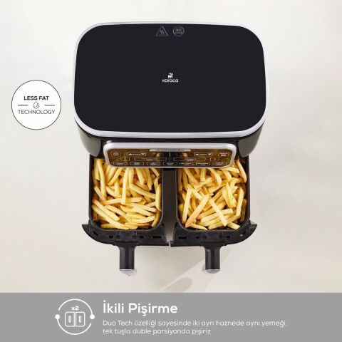Karaca Air Pro Cook Duo Tandır Xxxl 4+4 Litre Airfryer Black Silver 8 Kişilik Fritöz