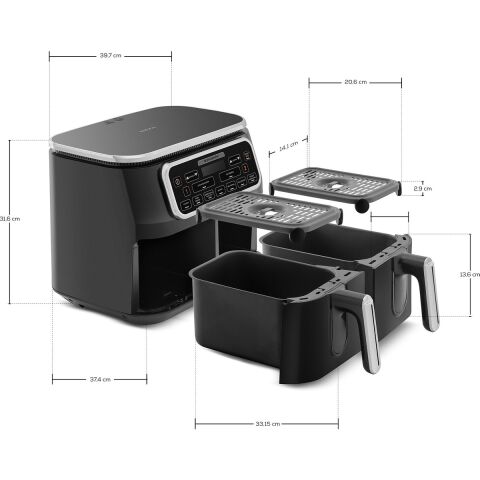 Karaca Air Pro Cook Duo Tandır Xxxl 4+4 Litre Airfryer Black Silver 8 Kişilik Fritöz