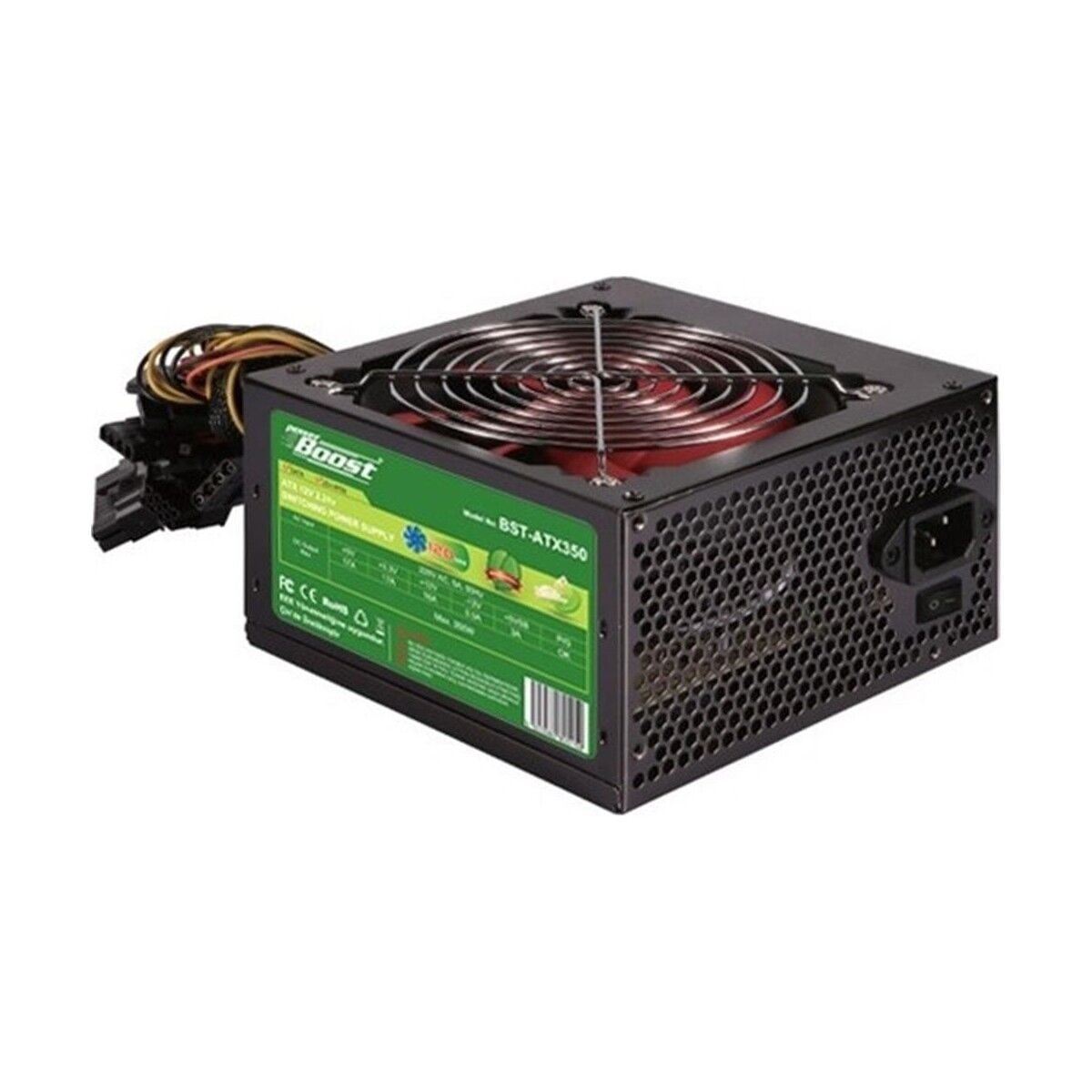 PowerBoost BST-ATX350R 350w, PPFC 12cm Kırmızı Fanlı ATX PSU (Retail Box)