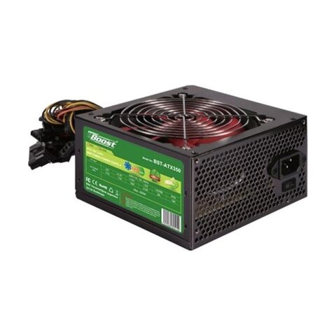 PowerBoost BST-ATX350R 350w, PPFC 12cm Kırmızı Fanlı ATX PSU (Retail Box)