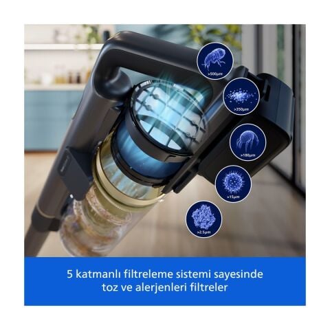 Philips 7000 Serisi Aqua 25.2 V Kablosuz Dik Süpürge, PowerCyclone 12, 80 dk'ya Kadar Kullanım, XC7153/10